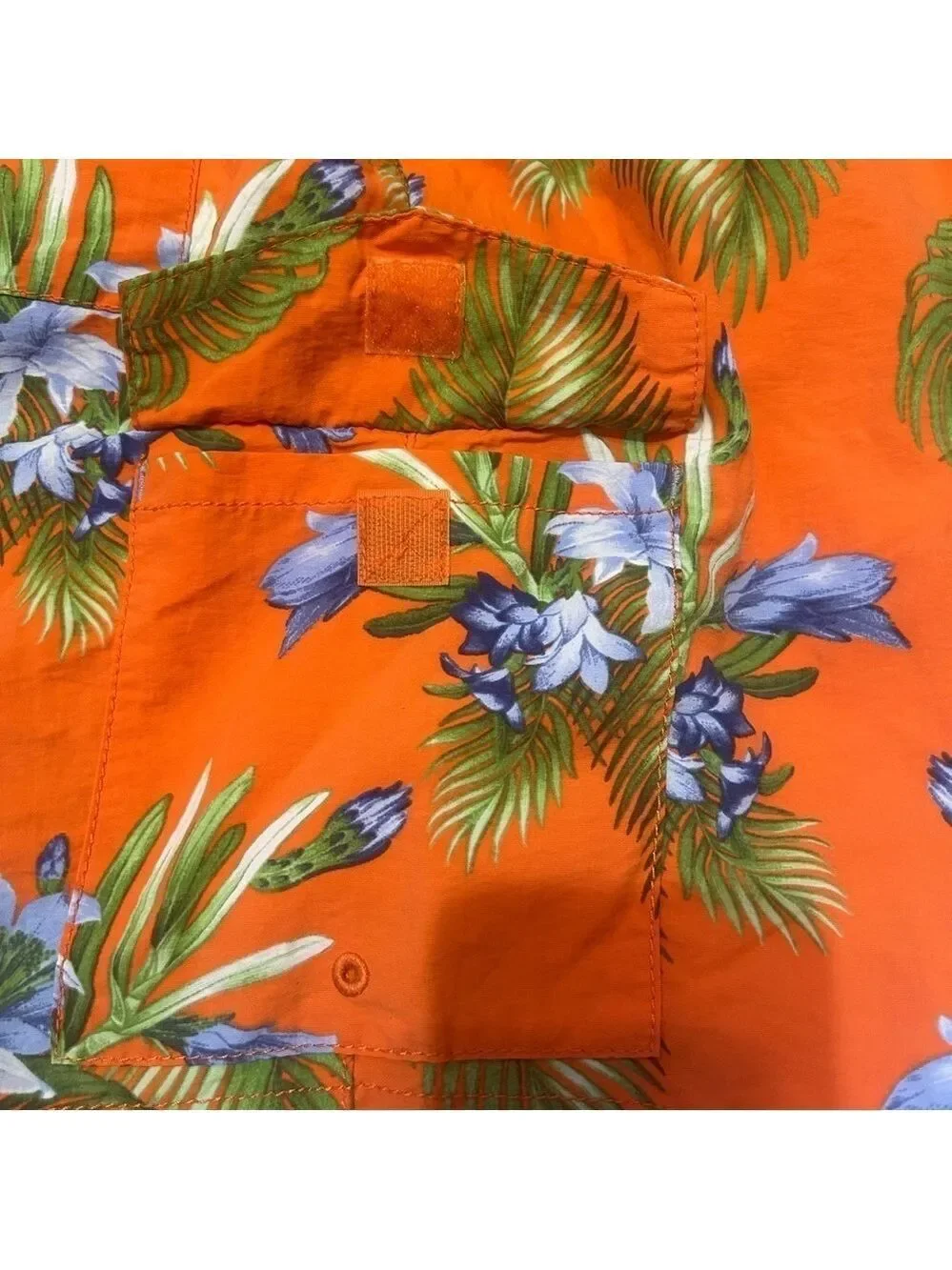 Tommy Bahamas Naples Swim Trunks Tropical Large Drawstring Orange Green Pockets